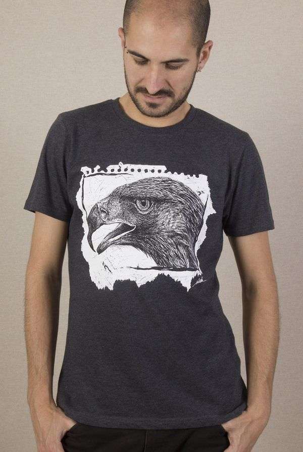 camiseta ecologica-aguila-hombre-gris-sirem-wild-animales-aves