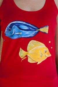 camiseta pintada a mano-sirem wild-peces-pez
