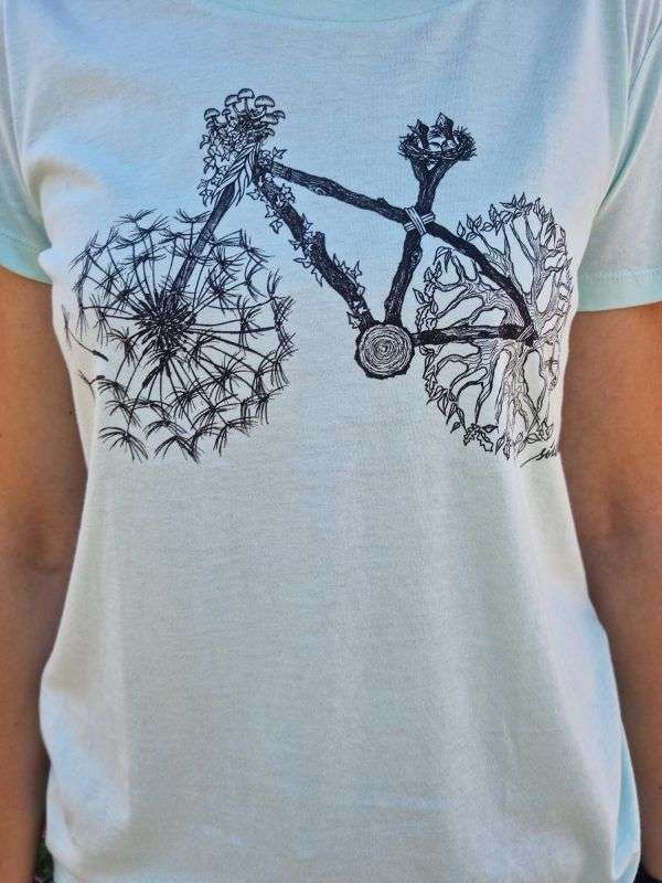 Camiseta mujer bici manga corta turquesa-sirem wild
