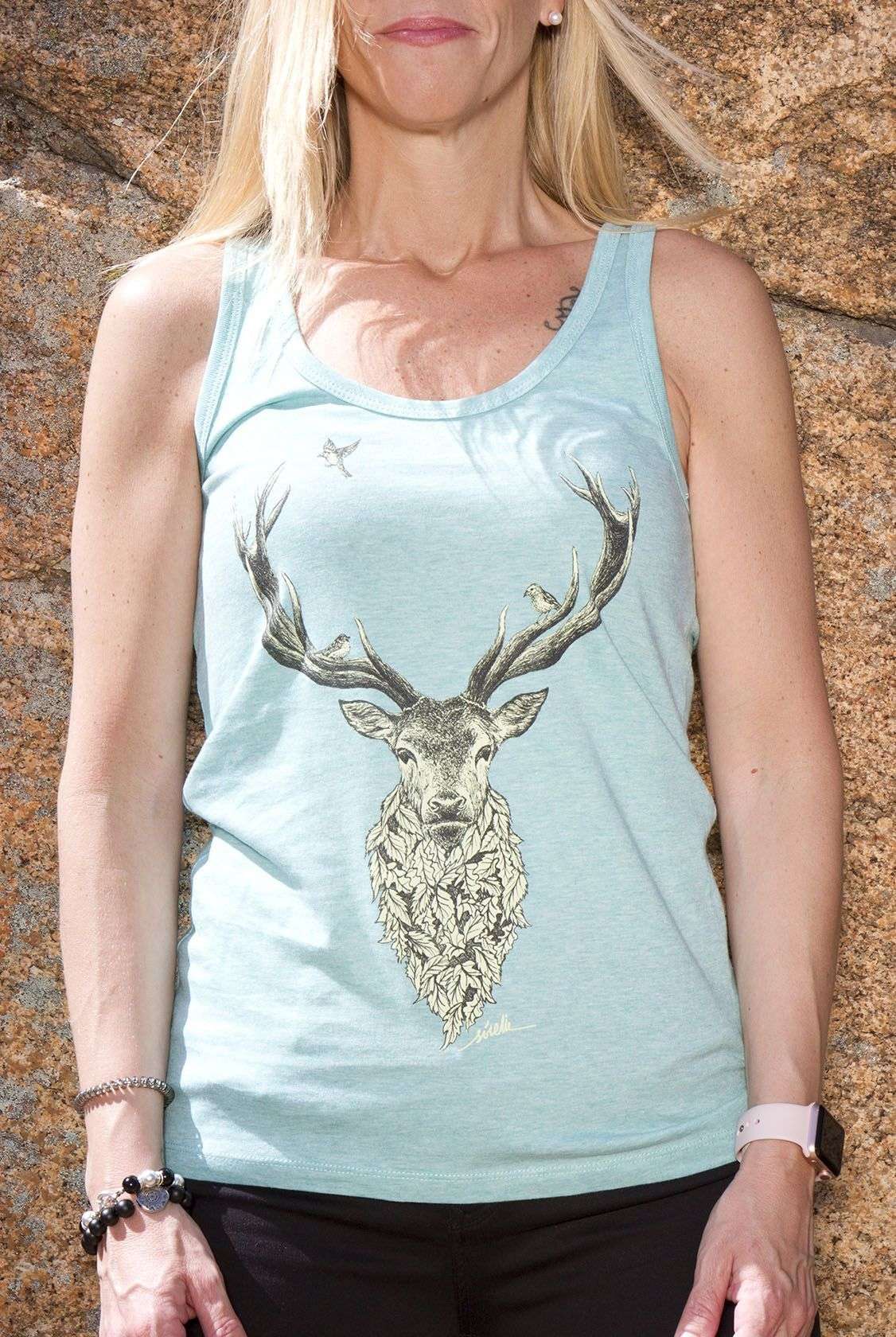 sirem wild-camiseta ecologica-algodon organico-ciervo-moda sostenible-tirantes