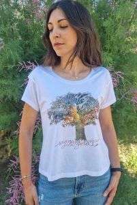 Camiseta mujer Baobab manga corta blanca-sirem wild