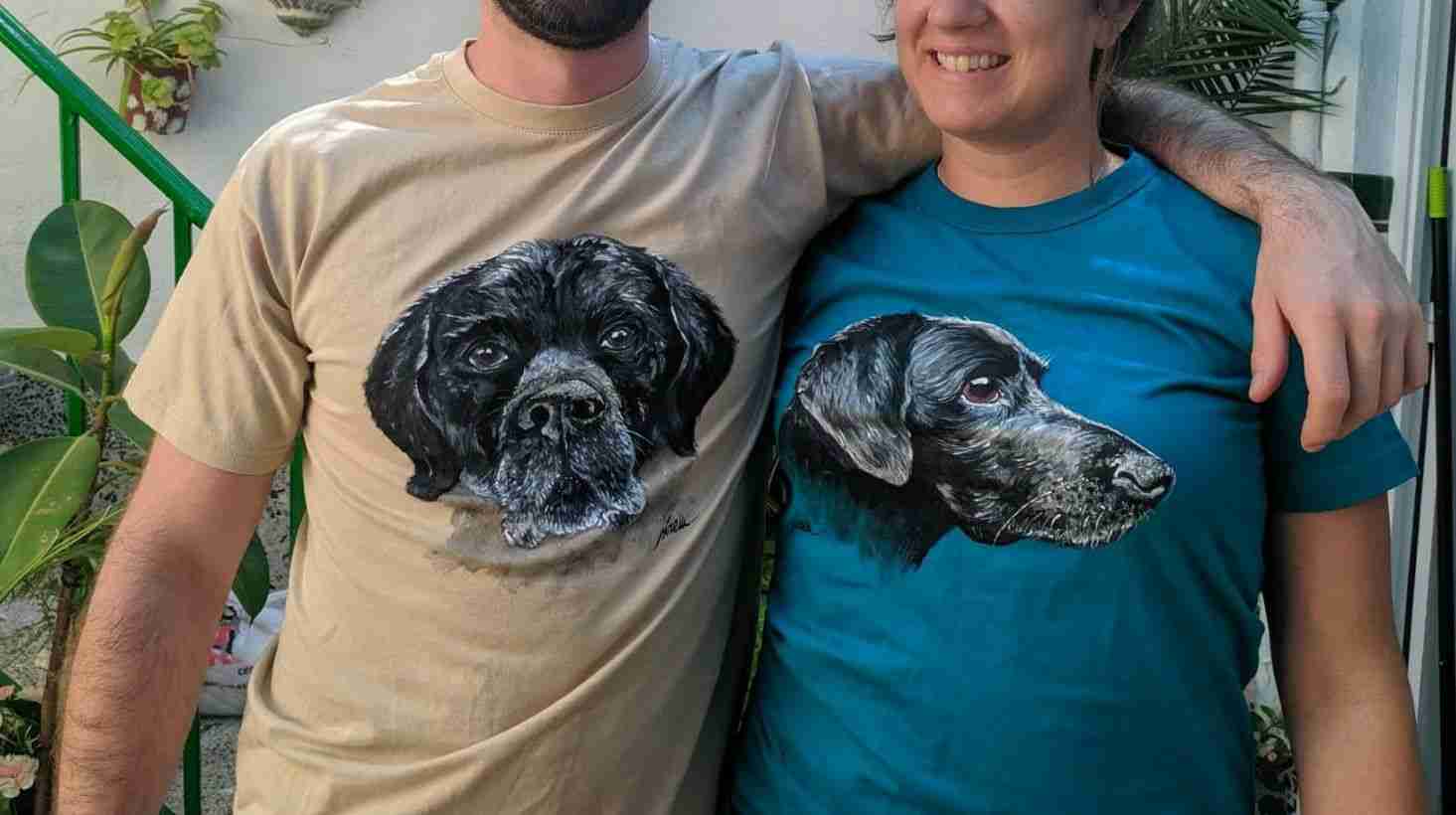 camiseta pintada a mano-sirem wild-perros