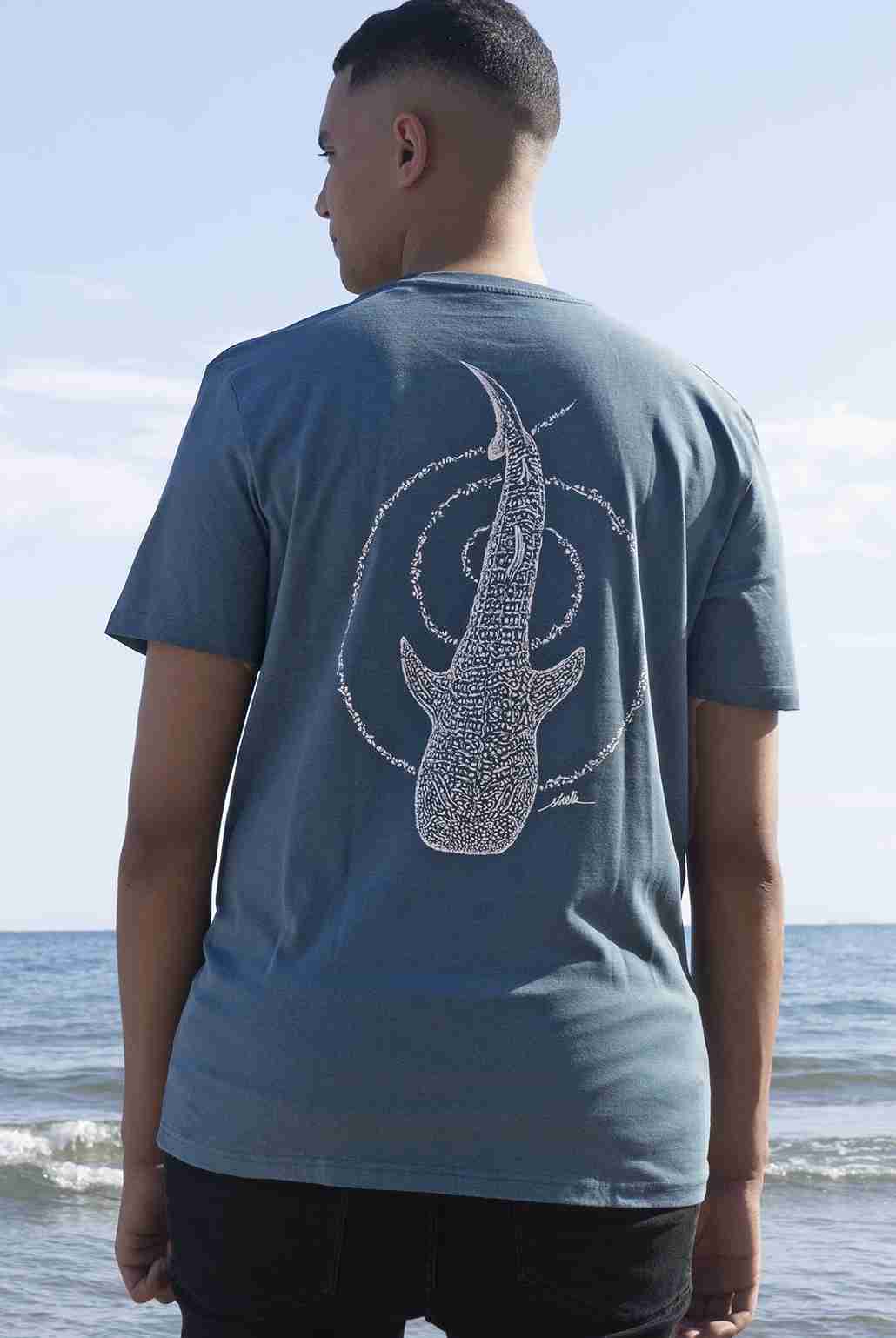 camiseta hombre tiburon ballena manga corta-algodon organico-sirem wild