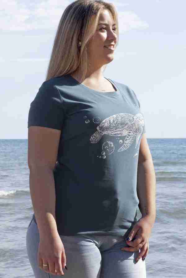 camiseta mujer tortuga manga corta turquesa-sirem wild