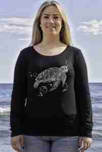 camiseta mujer tortuga manga larga negra-algodon organico-sirem wild